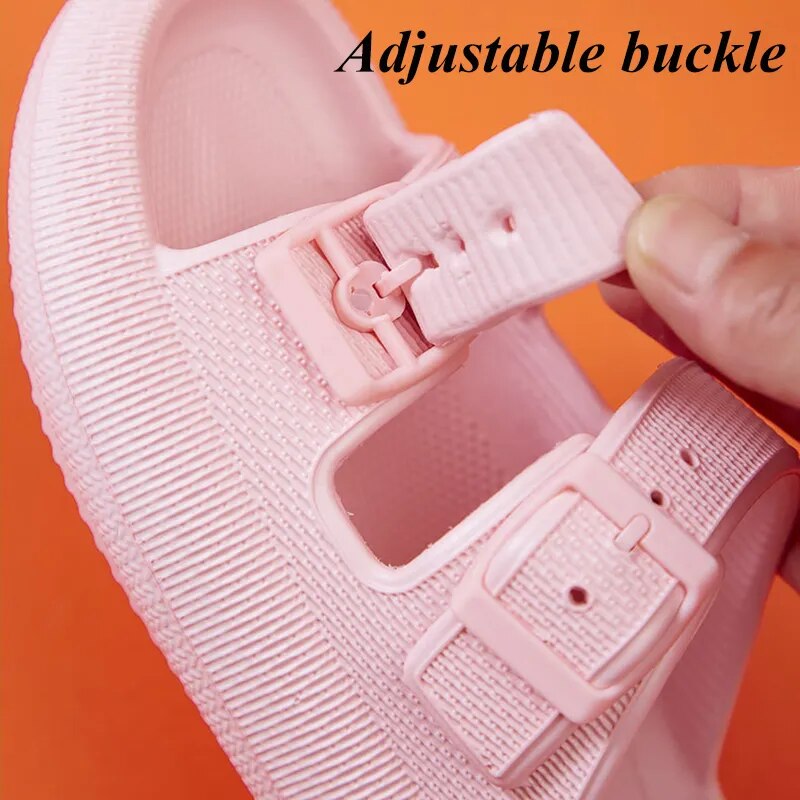 Thick Platform Cloud Slippers Women Fashion Buckle Soft Sole