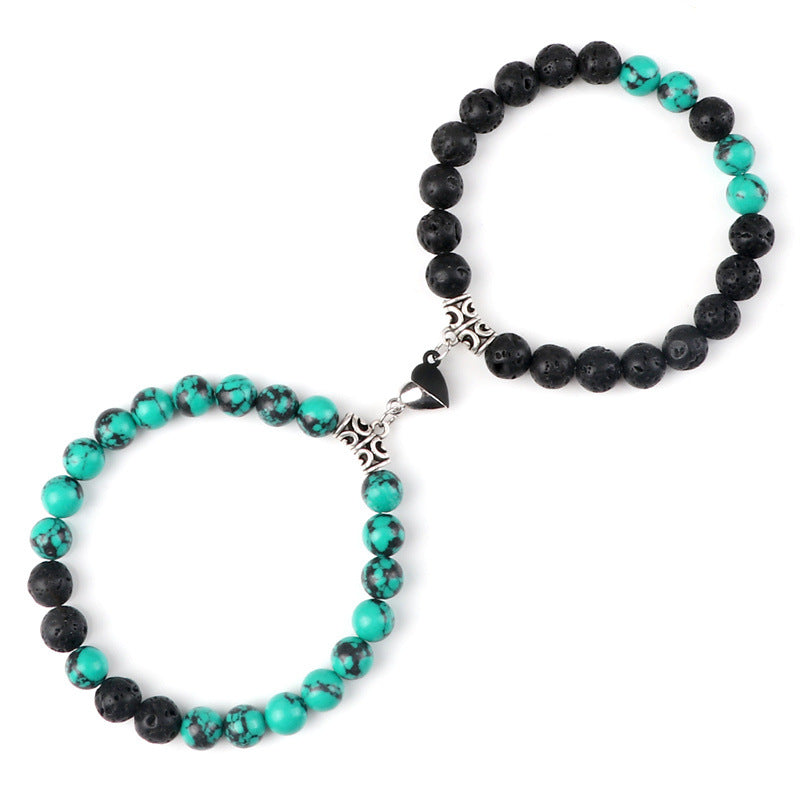 Cross-border heart-to-heart couple beaded bracelet