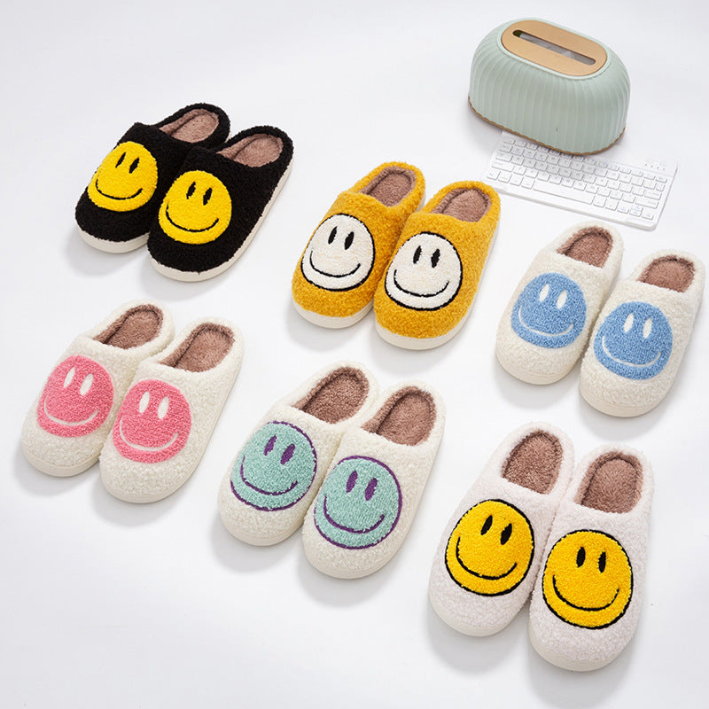 Smiley face cotton slippers