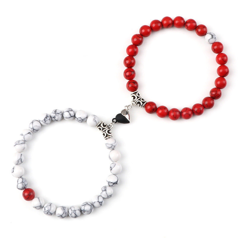 Cross-border heart-to-heart couple beaded bracelet