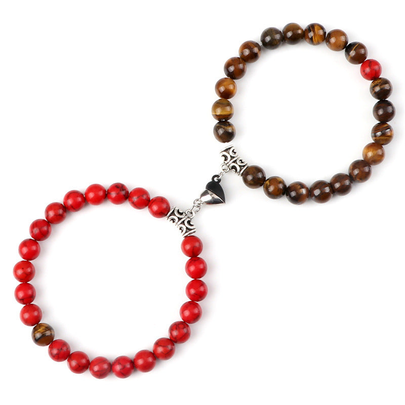 Cross-border heart-to-heart couple beaded bracelet